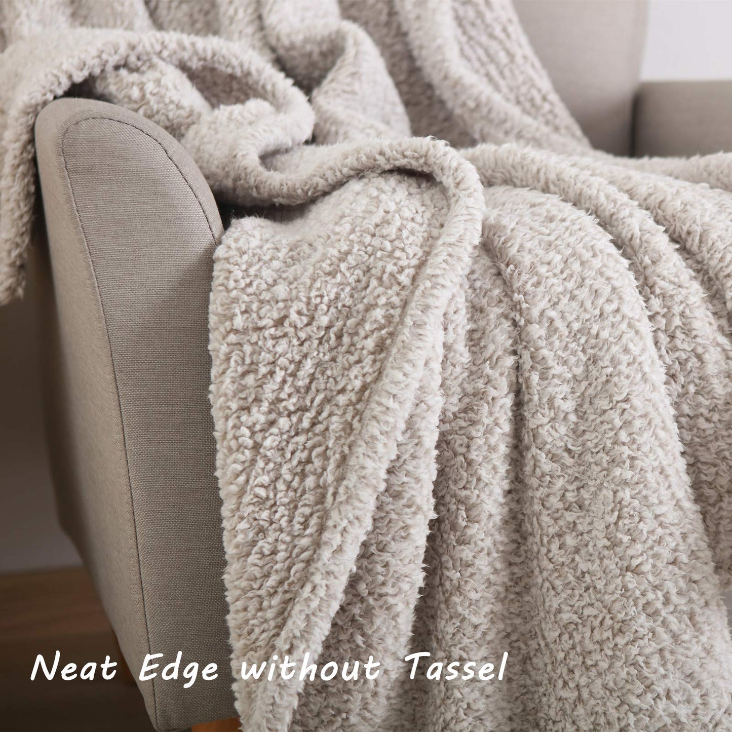 Ombre Taupe Ultra Soft Cozy Sherpa Throw Blanket