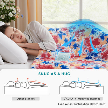 L'AGRATY Weighted Blanket - 60"x80" 15lbs Cooling Breathable Heavy Blanket Microfiber Material with Glass Beads Big Blanket for Adult All-Season Summer Fall Winter Soft Thick Comfort Blanket