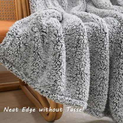 Ombre Black Ultra Soft Cozy Sherpa Throw Blanket