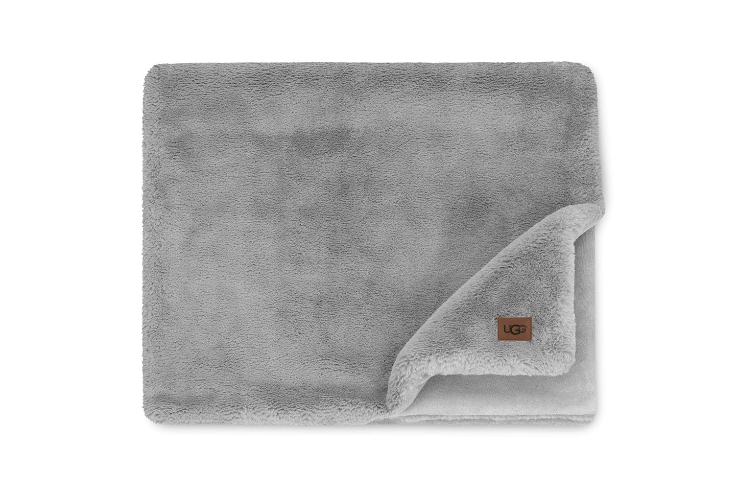 UGG Euphoria Silver Plush Faux Fur Reversible Throw Blanket