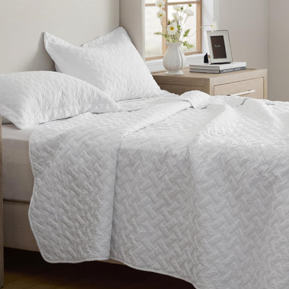Bedsure Queen Quilt Bedding Set - Lightweight Spring Quilt Full/Queen - Ivory Bedspread Queen Size - Bedding Coverlet for All Seasons (Includes 1 Quilt, 2 Pillow Shams)