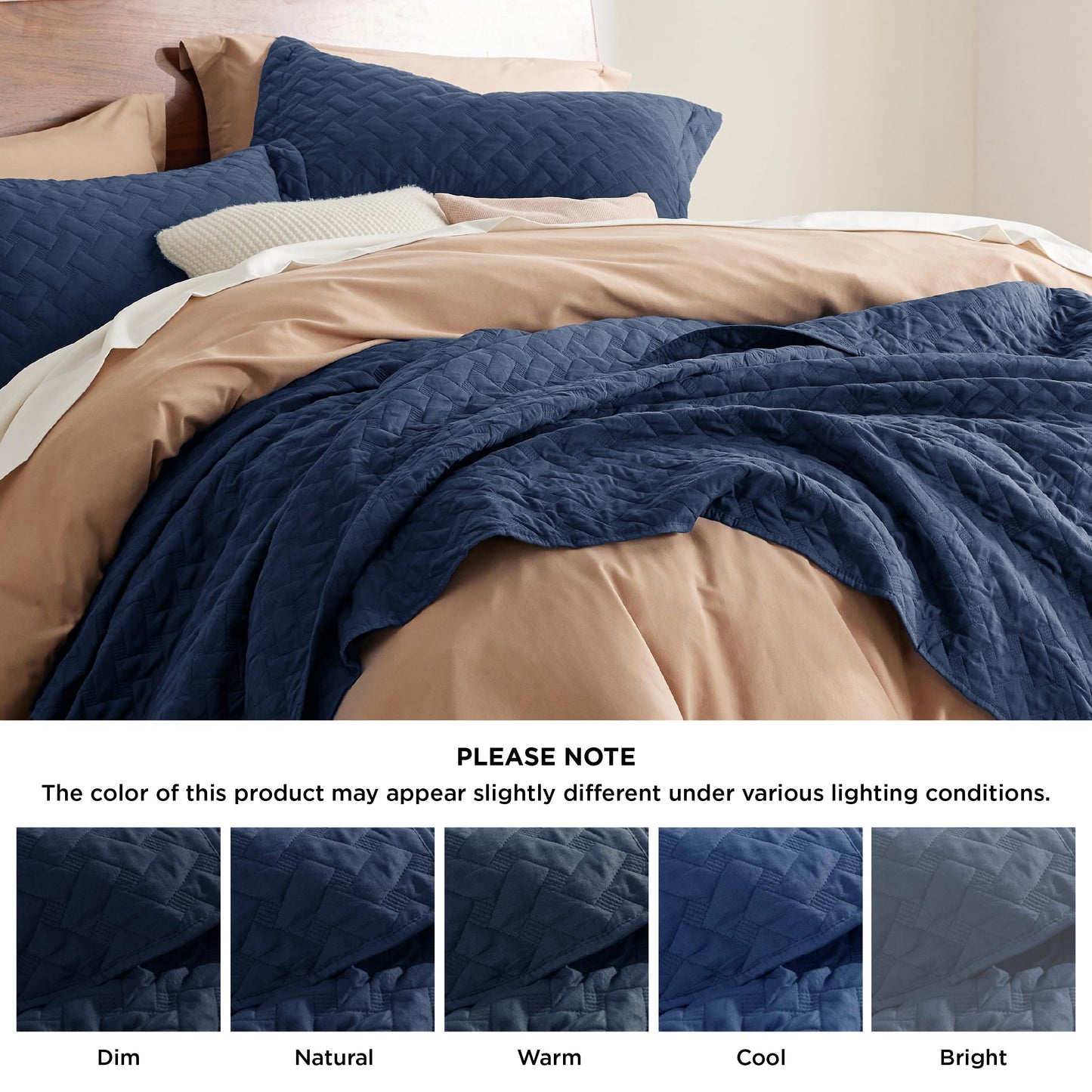 Bedsure Queen Quilt Bedding Set - Lightweight Summer Quilt Full/Queen - Navy Bedspreads Queen Size - Bedding Coverlets for All Seasons (Includes 1 Quilt, 2 Pillow Shams)