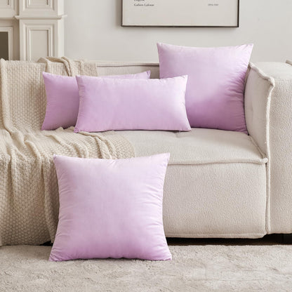 MIULEE Pack of 2 Light Purple Velvet Throw Pillow Covers 18x18 Inch Soft Solid Decorative Square Set Cushion Cases for Spring Couch Sofa Bedroom