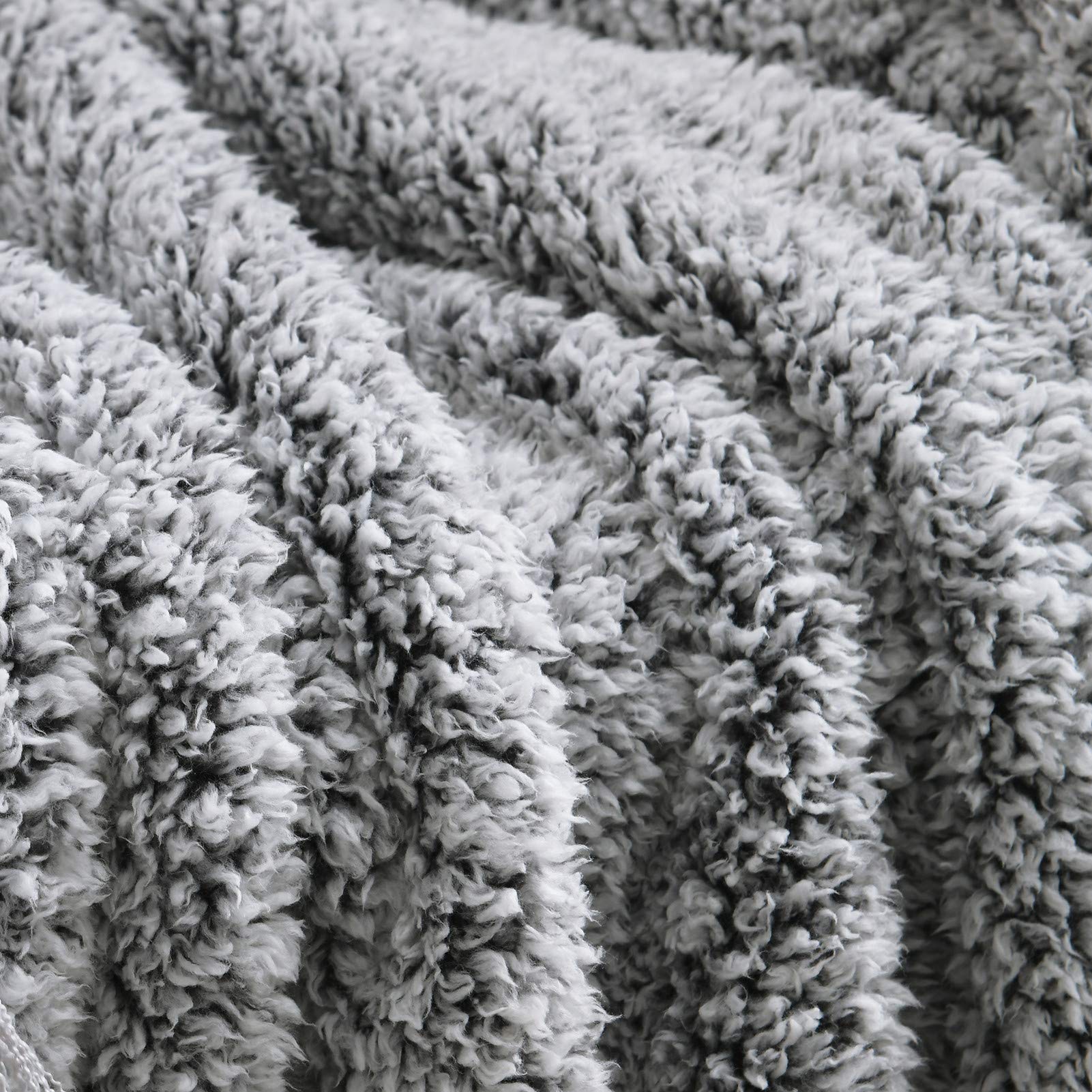 Tassled Ombre Black Soft Cozy Sherpa Throw Blanket Lynx Linens