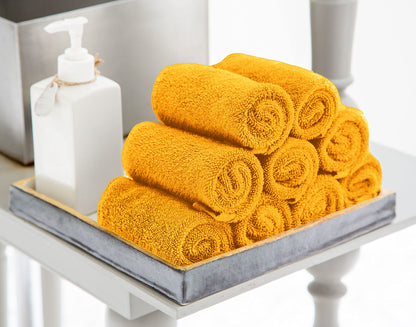 Utopia Towels 24 Pack Cotton Washcloths Set - 100% Ring Spun Cotton, Premium Quality Flannel Face Cloths, Highly Absorbent and Soft Feel Fingertip Towels (Mustard)