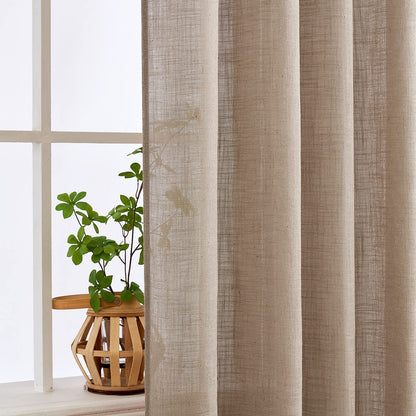 MIULEE Taupe Linen Curtains 84 Inch Length for Bedroom Living Room, Soft Thick Linen Textured Window Drapes Semi Sheer Light Filtering Back Tab Rod Pocket Burlap Look Farmhouse Country Decor, 2 Panels