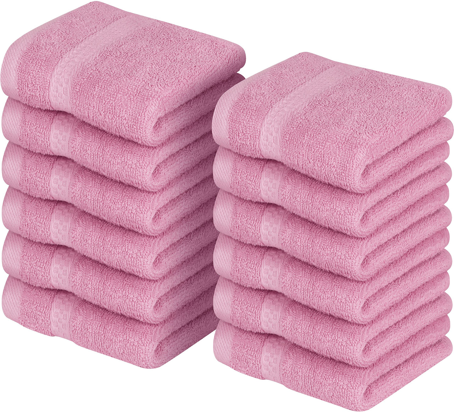 Utopia Towels [12 Pack Premium Wash Cloths Set (12 x 12 Inches) 100% Cotton Ring Spun, Highly Absorbent and Soft Feel Essential Washcloths for Bathroom, Spa, Gym, and Face Towel (Pink)
