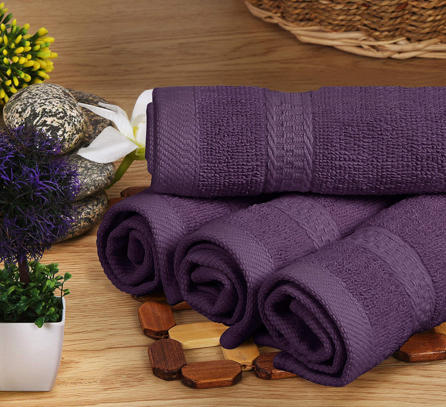 Utopia Towels 8-Piece Premium Towel Set, 2 Bath Towels, 2 Hand Towels, and 4 Wash Cloths, 600 GSM 100% Ring Spun Cotton Highly Absorbent Towels for Bathroom, Gym, Hotel, and Spa (Plum)
