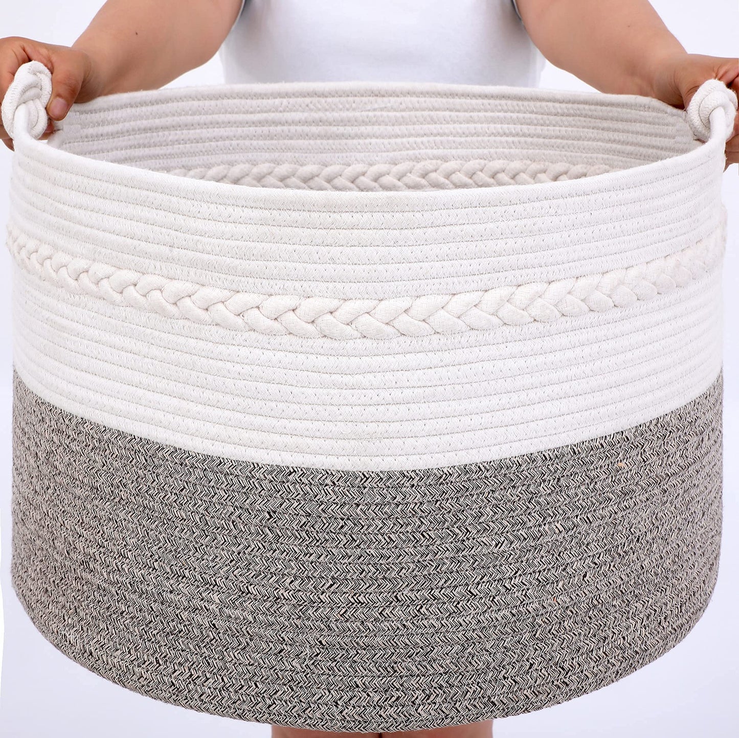 XL Woven Storage Basket (Grey/Beige)