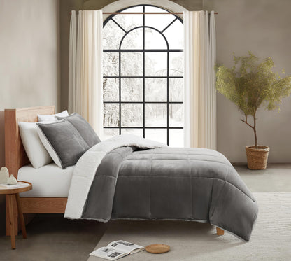 UGG Blissful Full-Queen Reversible Comforter Set with Pillow Shams - Seal Grey