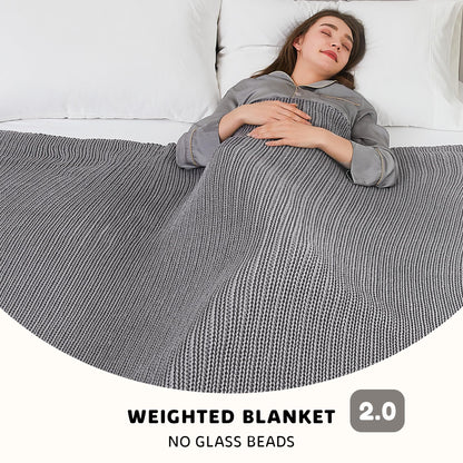 L'AGRATY Knitted Weighted Blanket - 60"x80" 20lbs Cooling Chunky Knit Heavy Blanket for Adults Braided Crochet Throw Thick Cable Yarn Knit Decorative Blanket No Beads Evenly Weighted Machine Washable