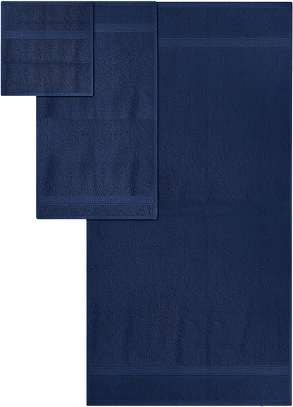 Utopia Towels 8-Piece Premium Towel Set, 2 Bath Towels, 2 Hand Towels, and 4 Wash Cloths, 600 GSM 100% Ring Spun Cotton Highly Absorbent Towels for Bathroom, Gym, Hotel, and Spa (Navy Blue)