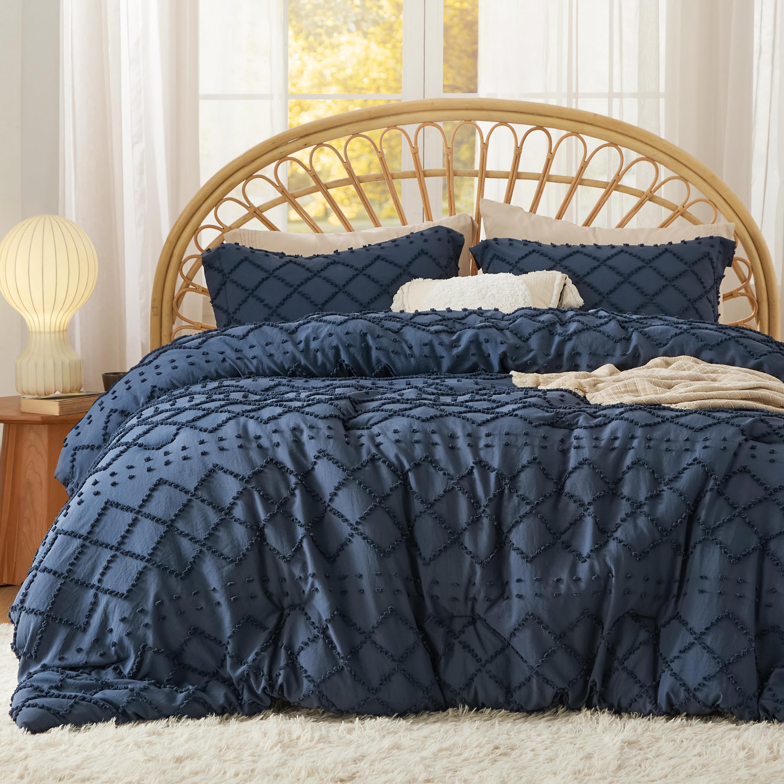 Queen comforter set navy blue best sale