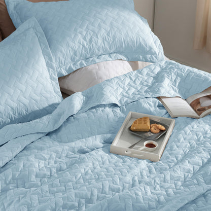 Bedsure Queen Quilt Bedding Set - Lightweight Spring Quilt Full/Queen - Sky Blue Bedspread Queen Size - Bedding Coverlet for All Seasons (Includes 1 Quilt, 2 Pillow Shams)