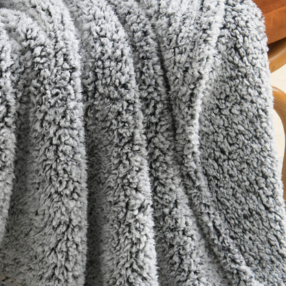 Ombre Black Ultra Soft Cozy Sherpa Throw Blanket