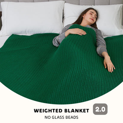 L'AGRATY Knitted Weighted Blanket - 60"x80" 20lbs Cooling Chunky Knit Heavy Blanket for Adults Braided Crochet Throw Thick Cable Yarn Knit Decorative Blanket No Beads Evenly Weighted Machine Washable