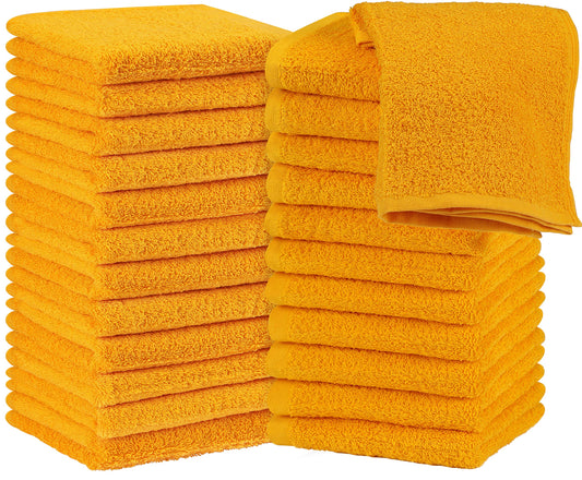 Utopia Towels 24 Pack Cotton Washcloths Set - 100% Ring Spun Cotton, Premium Quality Flannel Face Cloths, Highly Absorbent and Soft Feel Fingertip Towels (Mustard)