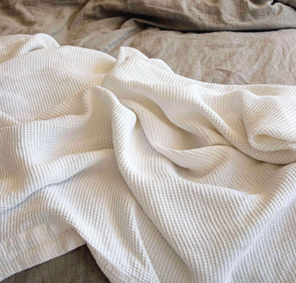 Waffle Linen Throw Blanket