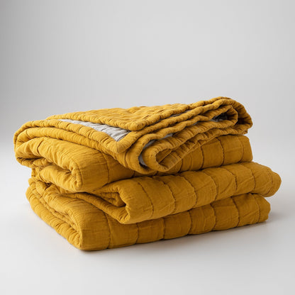 Channeled Cotton Quilt::channeled ochre::Main